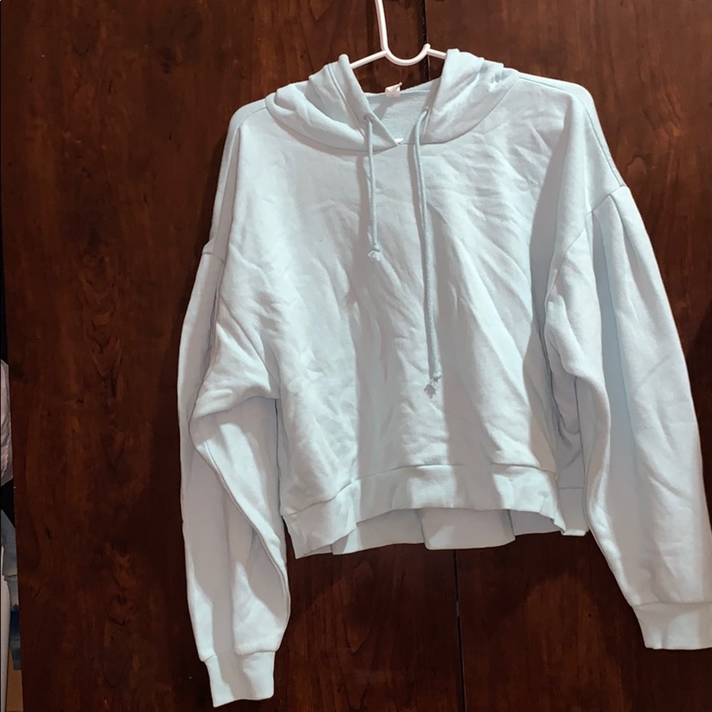light blue cropped hoodie